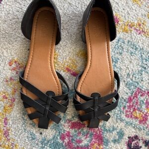 Charlotte Russe Black Strappy Flats